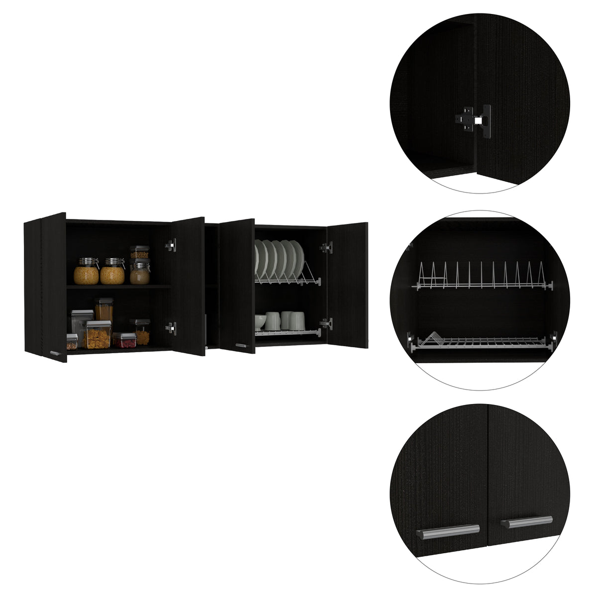 59-Inch Four Swing Doors Wall Cabinet Wenge