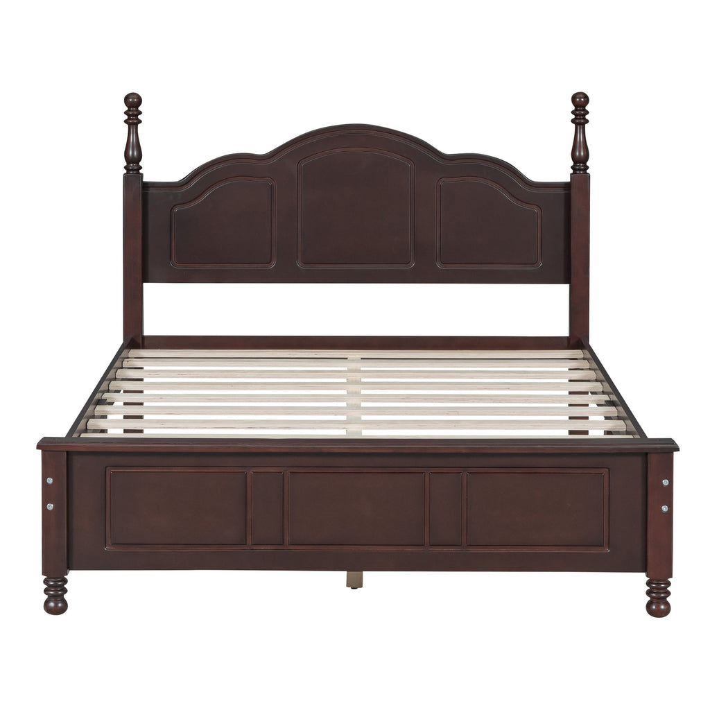 Full Size Wood Platform Bed Frame, Retro Style
