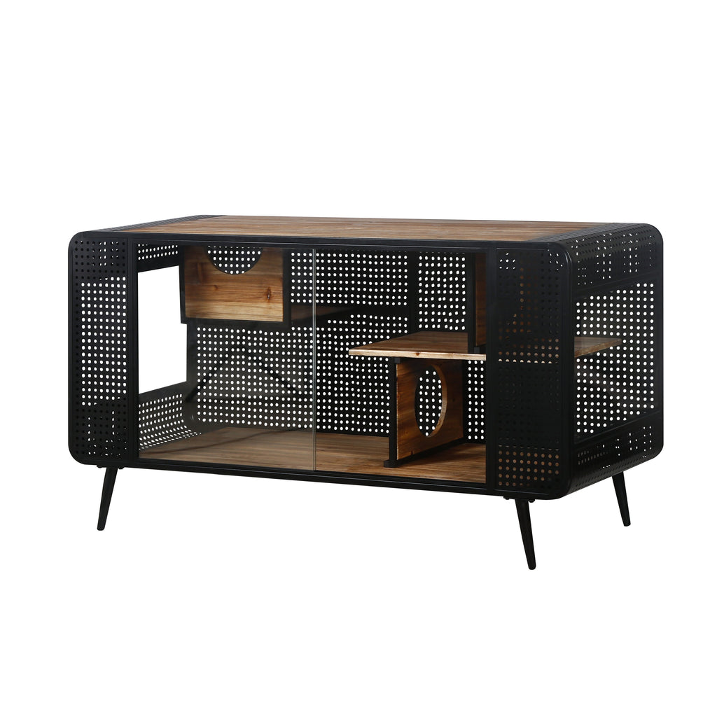 55.12" Spacious Cat House with Tempered Glass