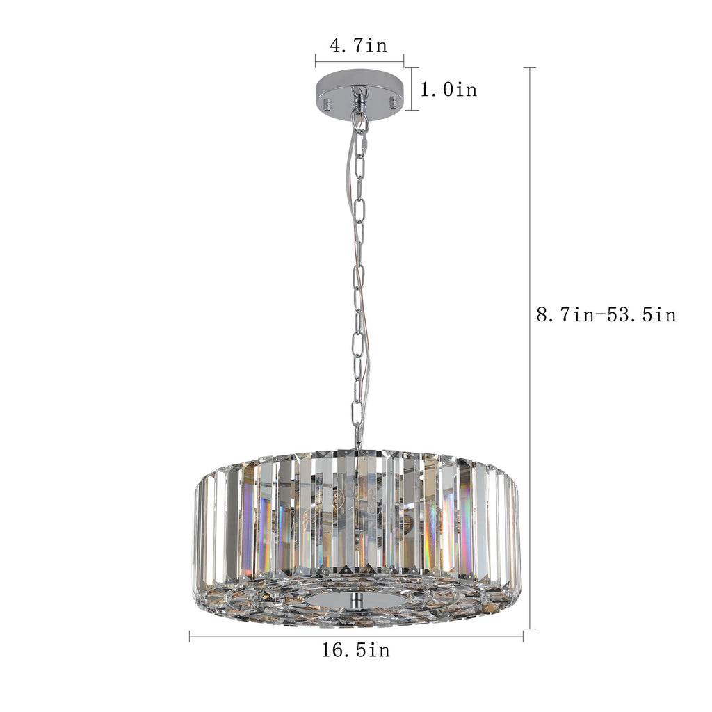 17" Chrome Crystal Pendant Chandelier