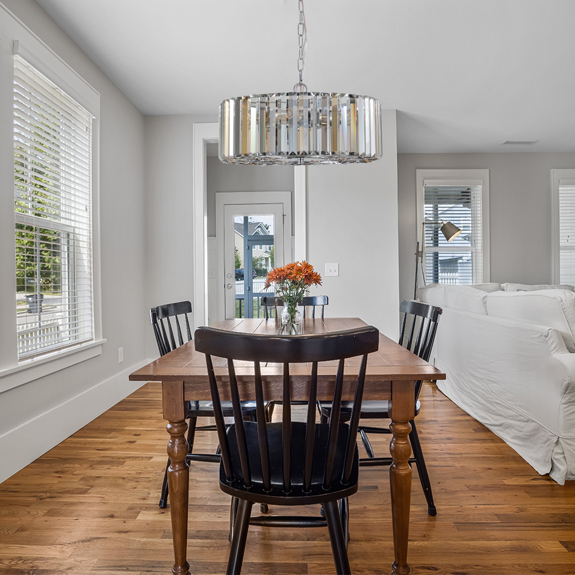 17" Chrome Crystal Pendant Chandelier