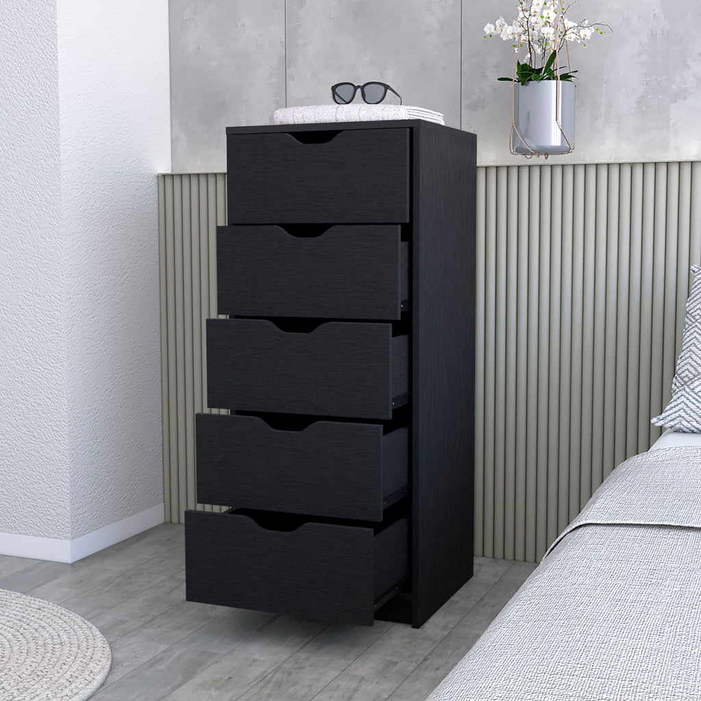 Wenge 5 Narrow Drawer Dresser
