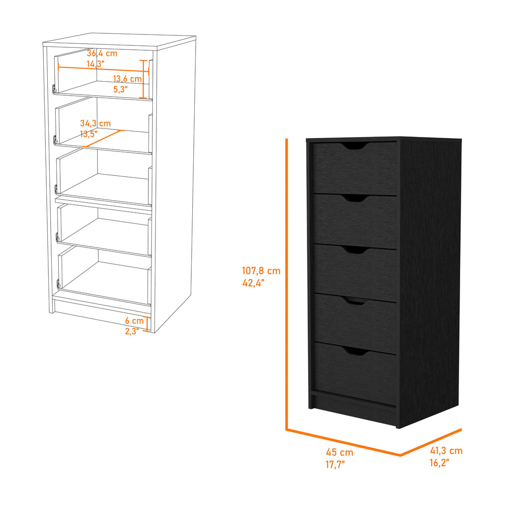 Wenge 5 Narrow Drawer Dresser
