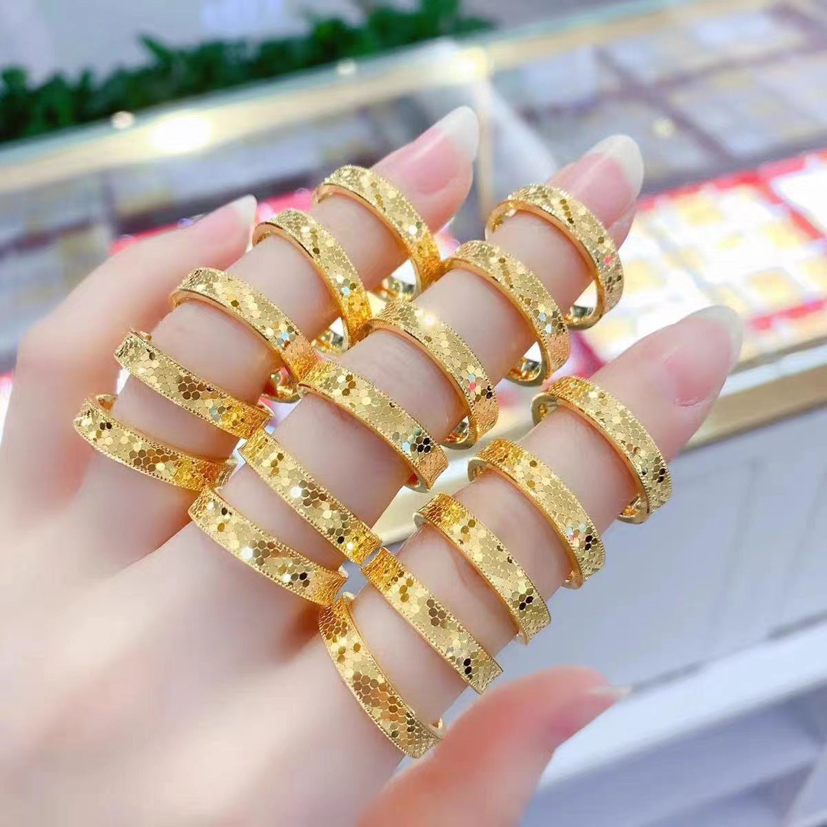 Brass Gold Plated Simulation Gold Temperament Ring