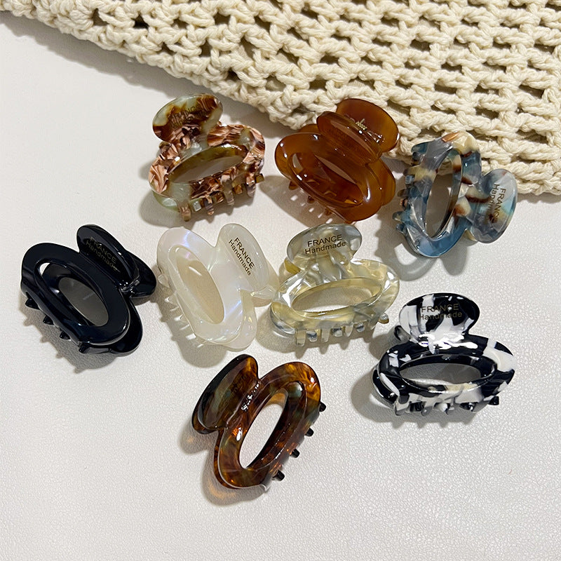 Vinegar-acid Floral Small Hair Clip Minimalist Oval Shape