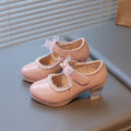 2026 Summer New Girls Block Heel Princess Shoes, Stylish Kids Loafers, Versatile Leather Dress Shoes For Little Girls
