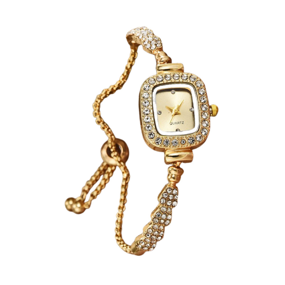 New Female Students Korean Style Temperament Drawstring Design Small Square Diamond Fashion Temperament Gourd Bracelet Watch Women
