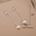 Minimalist Heart Chain Drop Earrings Silver Tone Brass Women Romantic Daily Party Fashion Jewelry Elegant