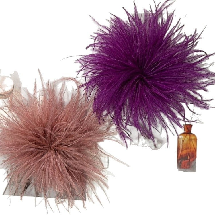 New Colorful Ostrich-feather Brooch Headdress Hair Clip