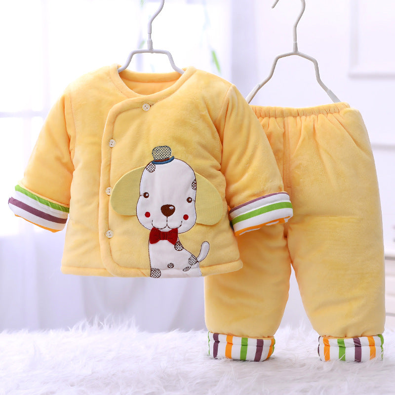 Baby Cotton Padded Coat Winter Thick Suede Cotton Jacket Quilted Two Newborn Winter Clothing