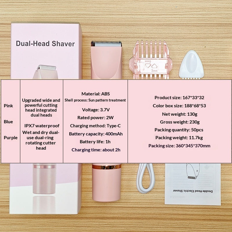Electric Epilator Womens Dual-Head Hair Remover