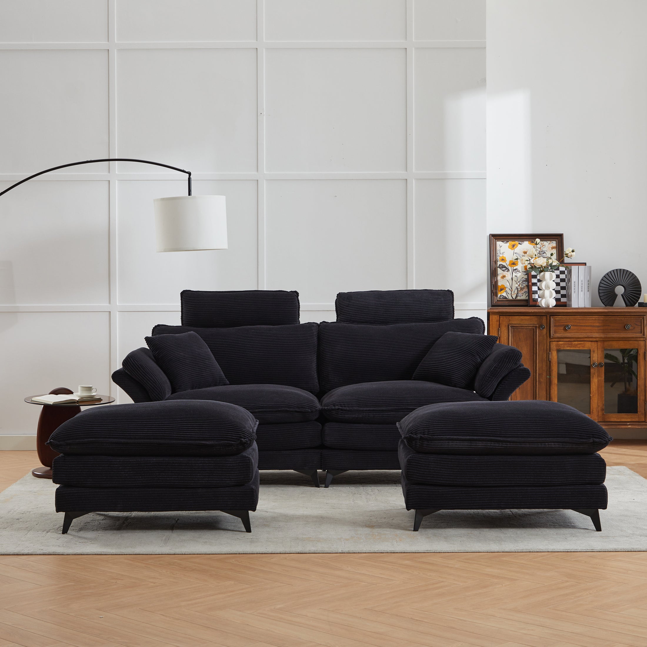 Deep Seat Sectional Sofa with Ottomans