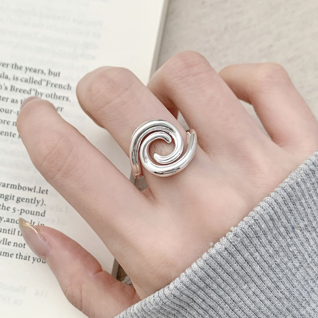 Women Minimalist Line Circle Open Ring, Geometric Cold Tone Exquisite Cross Border Adjustable Index Finger Ring, Trendy Influencer Finger Jewelry