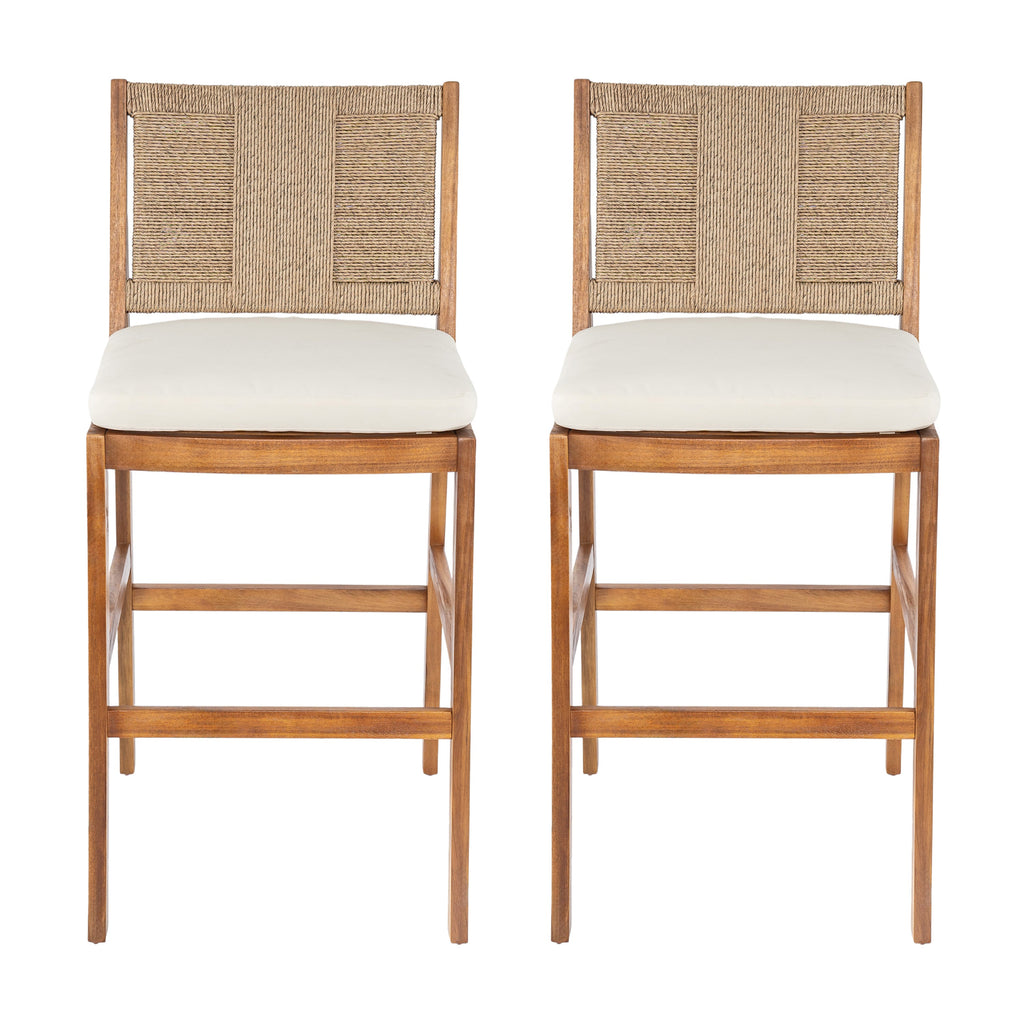 Outdoor Acacia Wood Bar Stools (Set of 2)