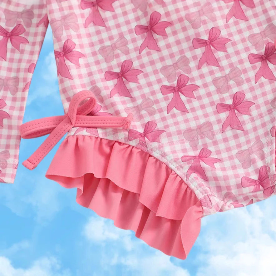 Children's Swimsuit Girls' Cute Long Sleeve One-piece Swimsuit