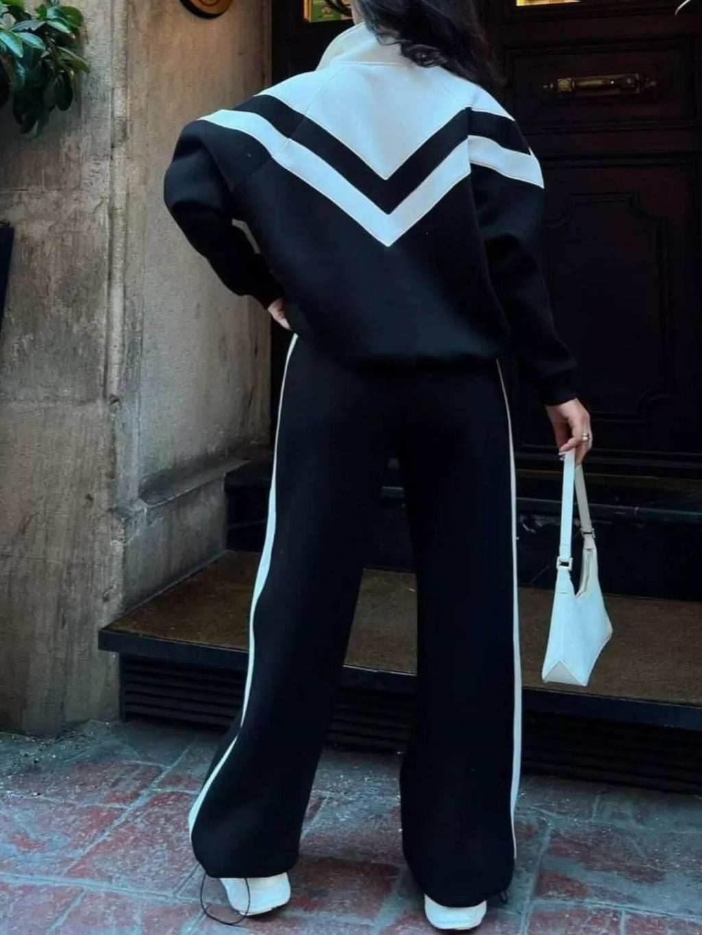 Color Block Zip-Up Outerwear and Pants Set