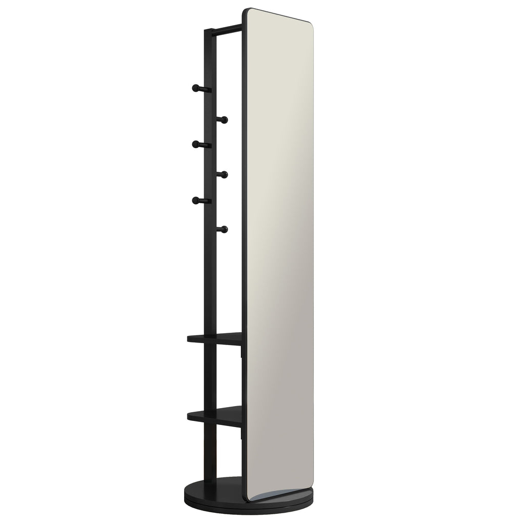 Multifunctional Full Length Mirror with Hook Storage Rack
