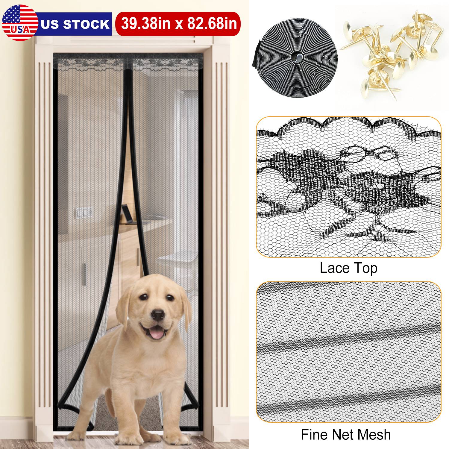 Magnetic Mesh Curtain for Door with Seamless Magnets