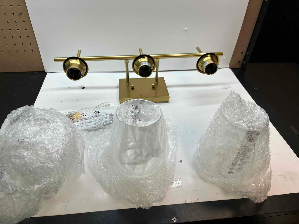 VONLUCE Bathroom Vanity Light, 3 Light Bathroom Light Fixture Over Mirror, Bathroom Wall Lamp with Clear Glass, Modern Gold Vanity Lighting fixtures