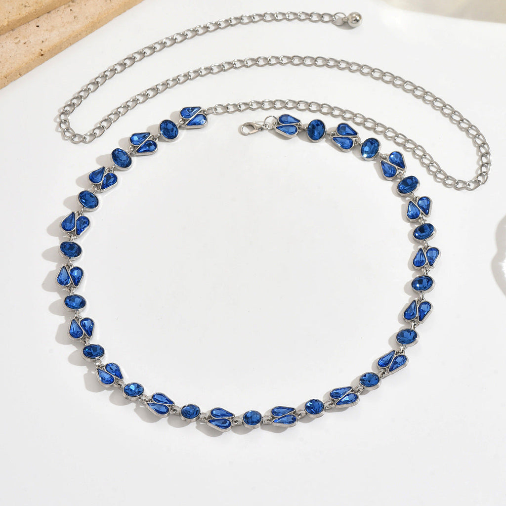 European And American New Style Personalized Creative Design Blue Water Drop Geometric Body Chain Fashionable Fresh Style Waist Decoration Waist Chain