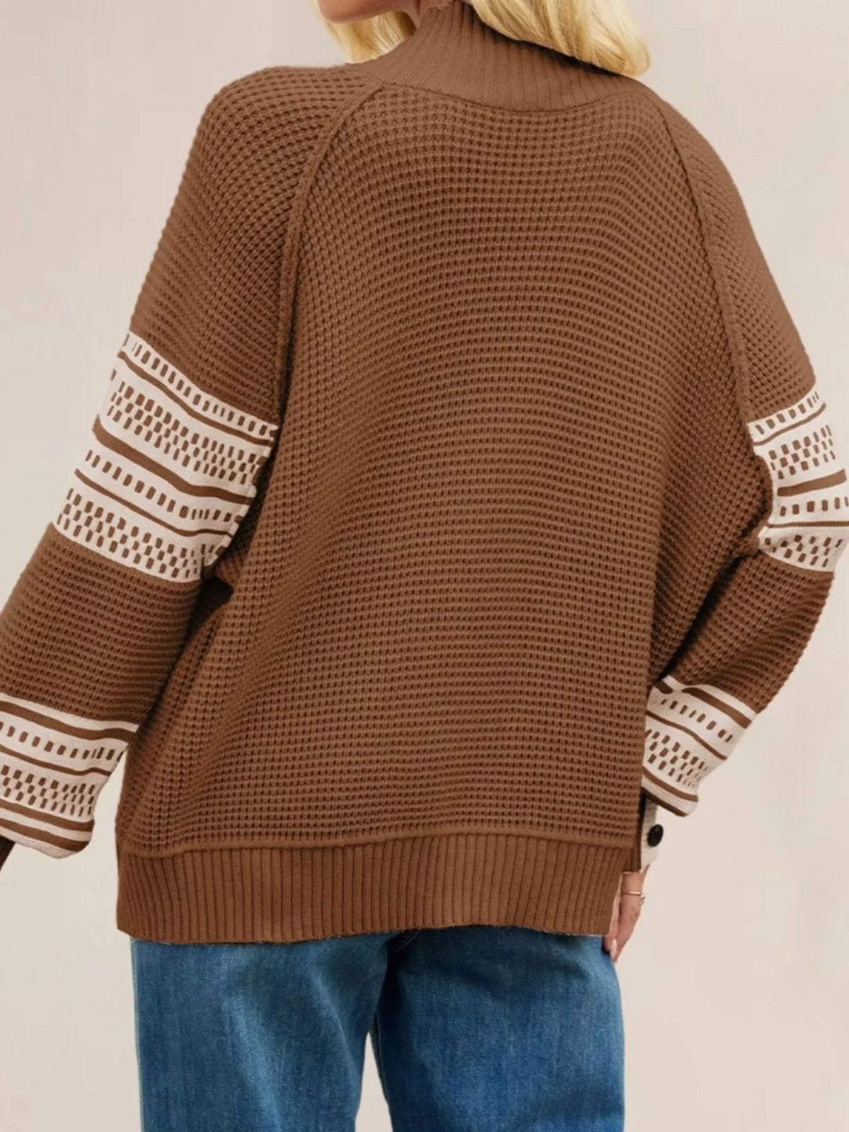 Waffle Knit Mock Neck Sweater