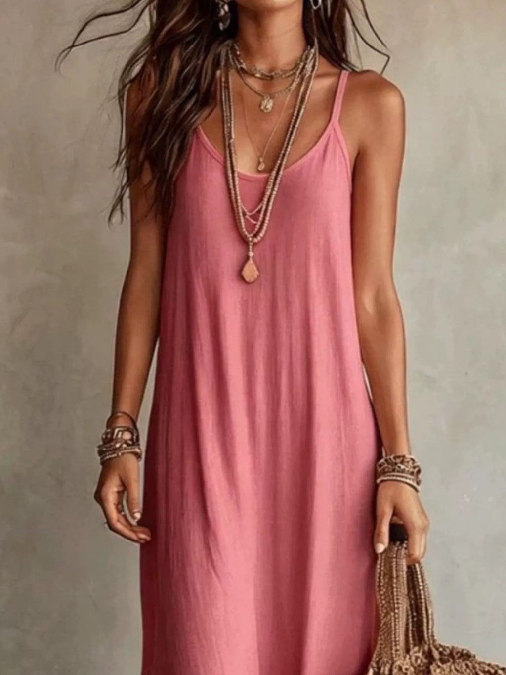 Full Size Scoop Neck Spaghetti Strap Maxi Dress Plus Size