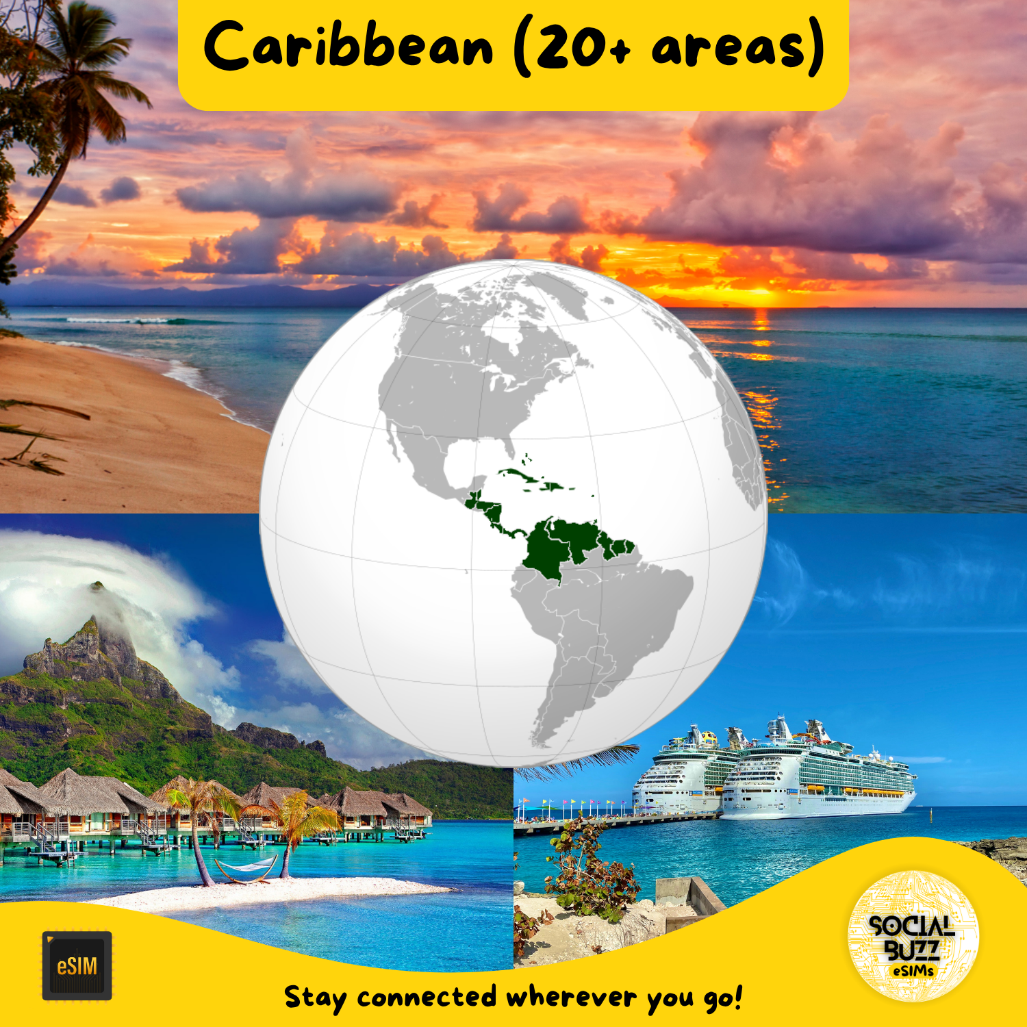 Caribbean (20+ areas) eSIM Internet Data Plan