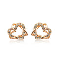 Luxury Gold Heart Rose Gold Color Stud Earrings