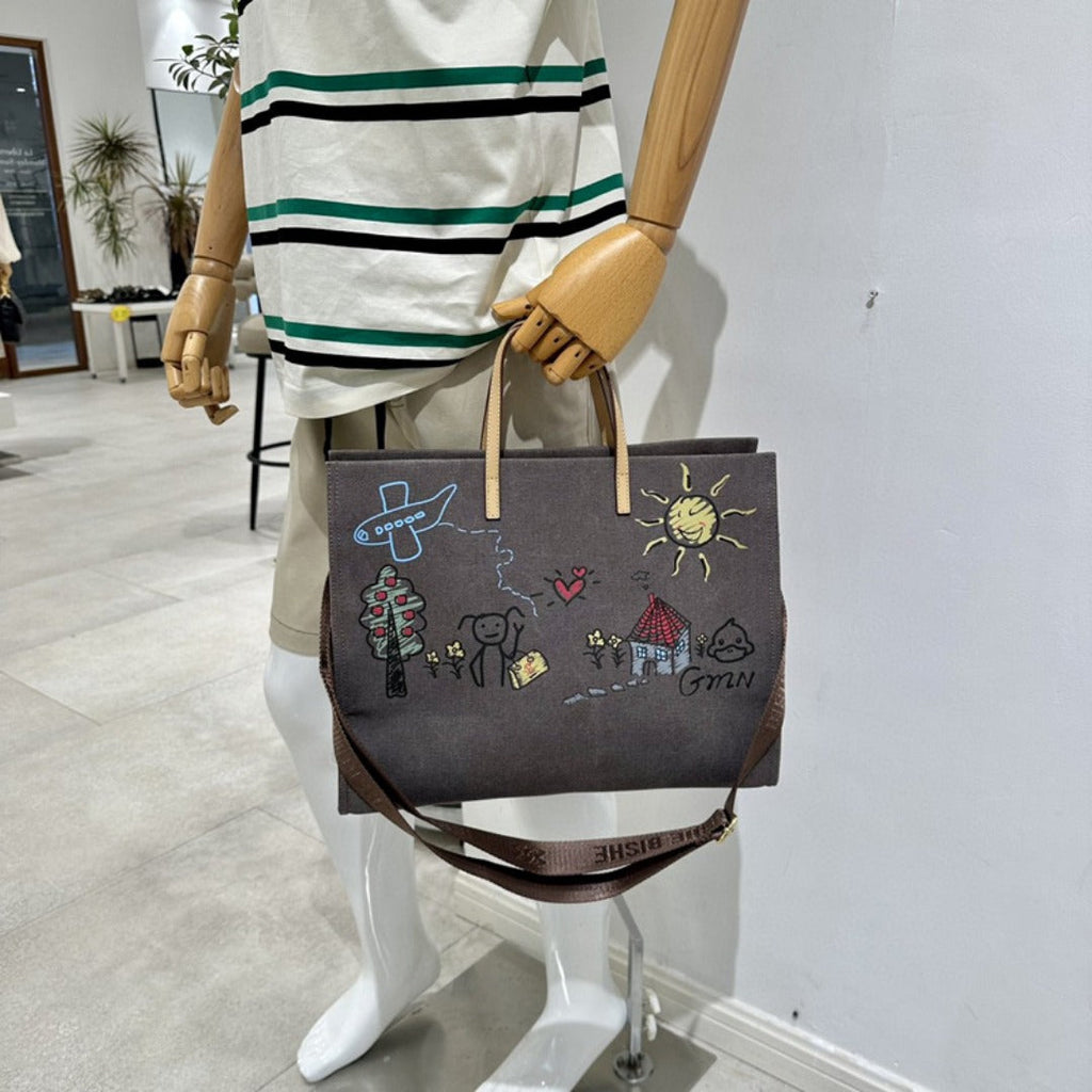 Graffiti Large Capacity Canvas Women's Bag – Oversized Tote Purse with Ample Storage, Perfect for Shopping, Travel, and Everyday Use – Stylish & Durable Large Canvas Shoulder Bag