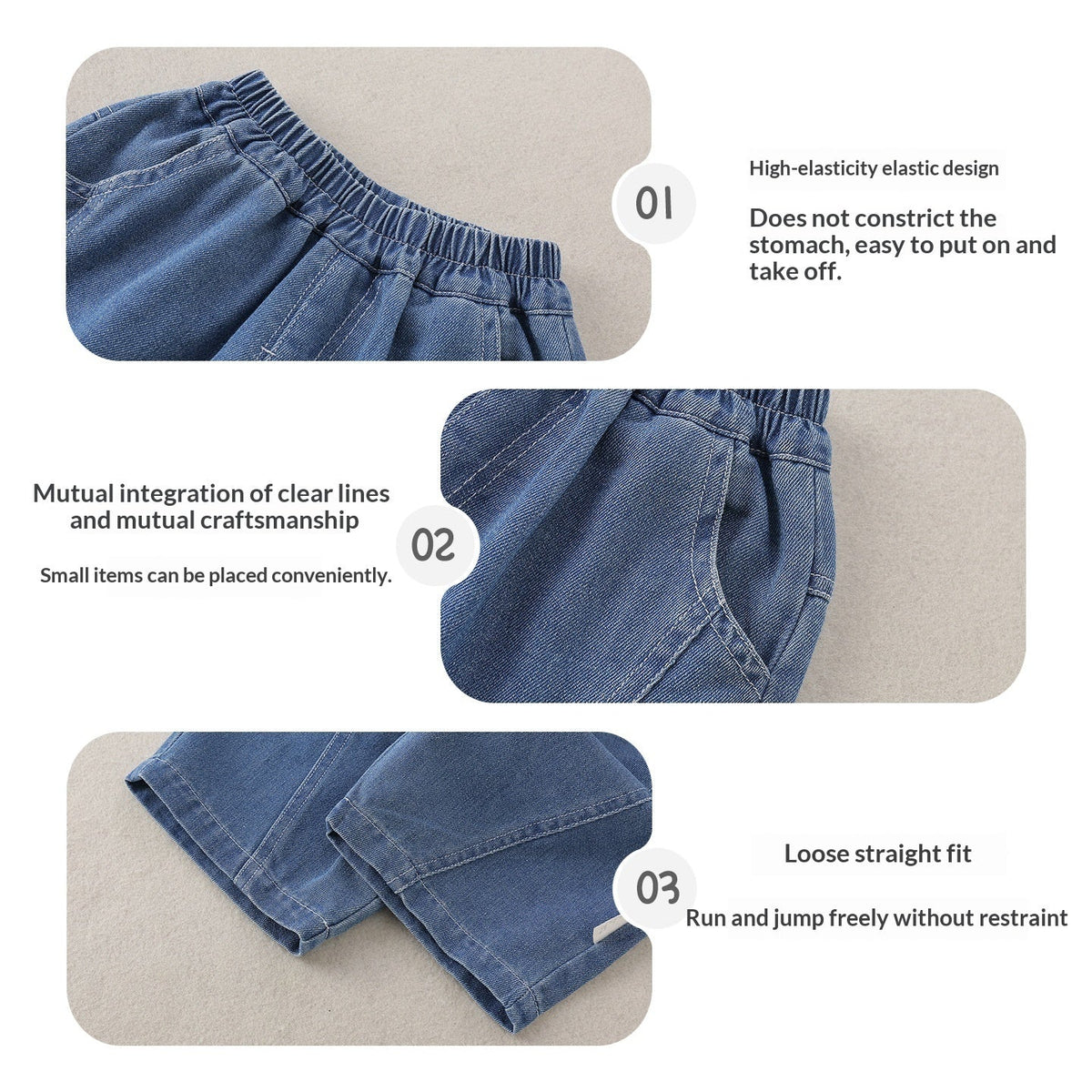 Girls Wide-leg Loose-fit Denim Jeans