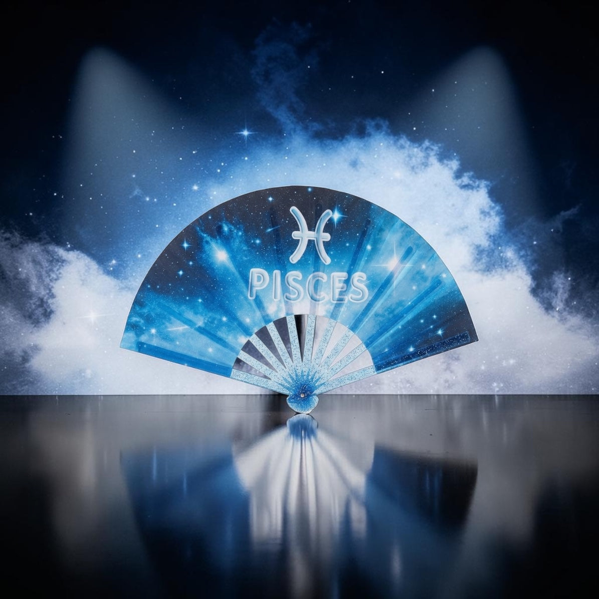 Pisces Zodiac Folding Fan: Starry Celestial Clacking Hand Fan