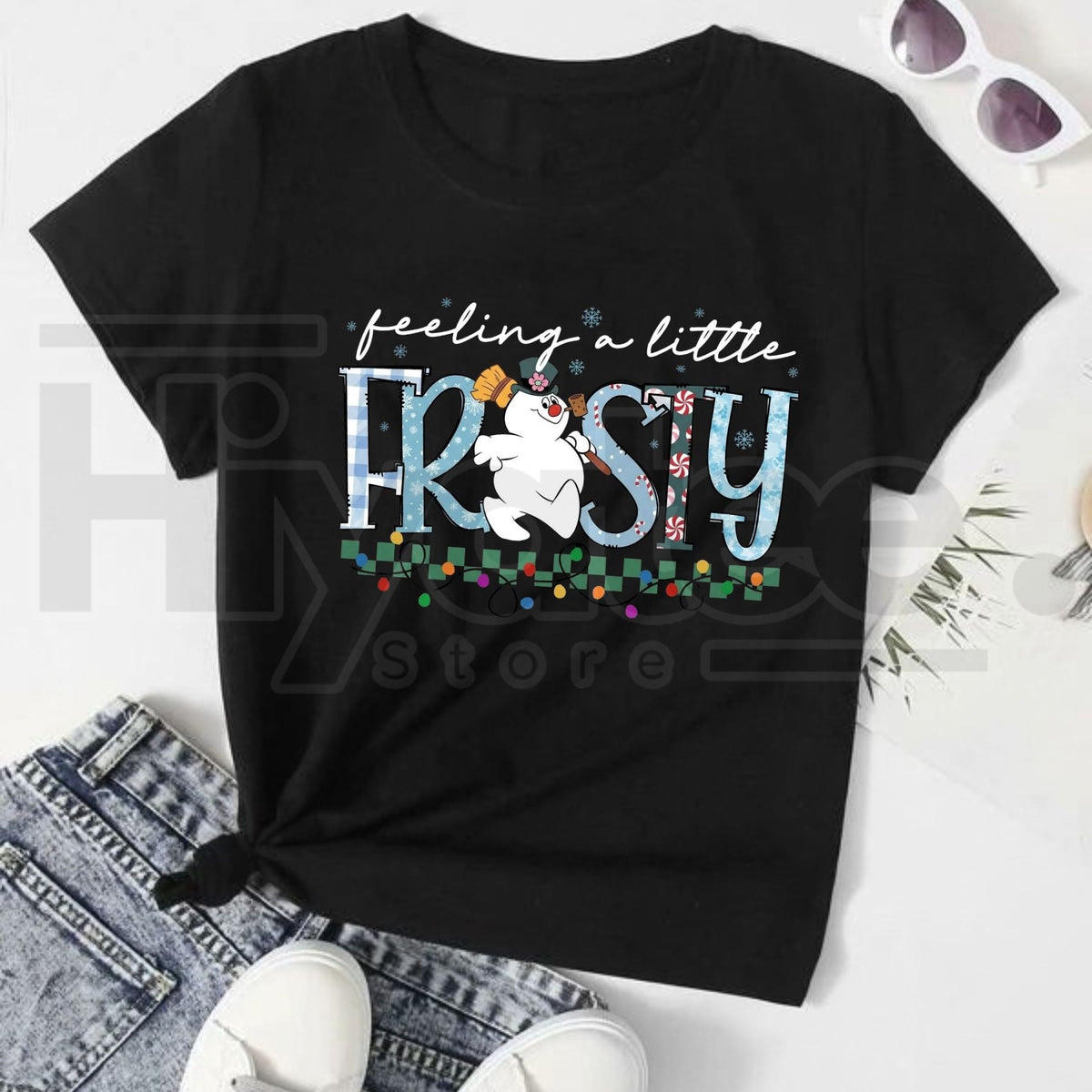 Feeling a Little Frosty Christmas T-Shirt – Cute Snowman Tee