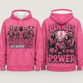 Pink Horror October Hoodie – In October We Wear Pink Scary Movie Character Pumpkin Bat Graphic Pullover