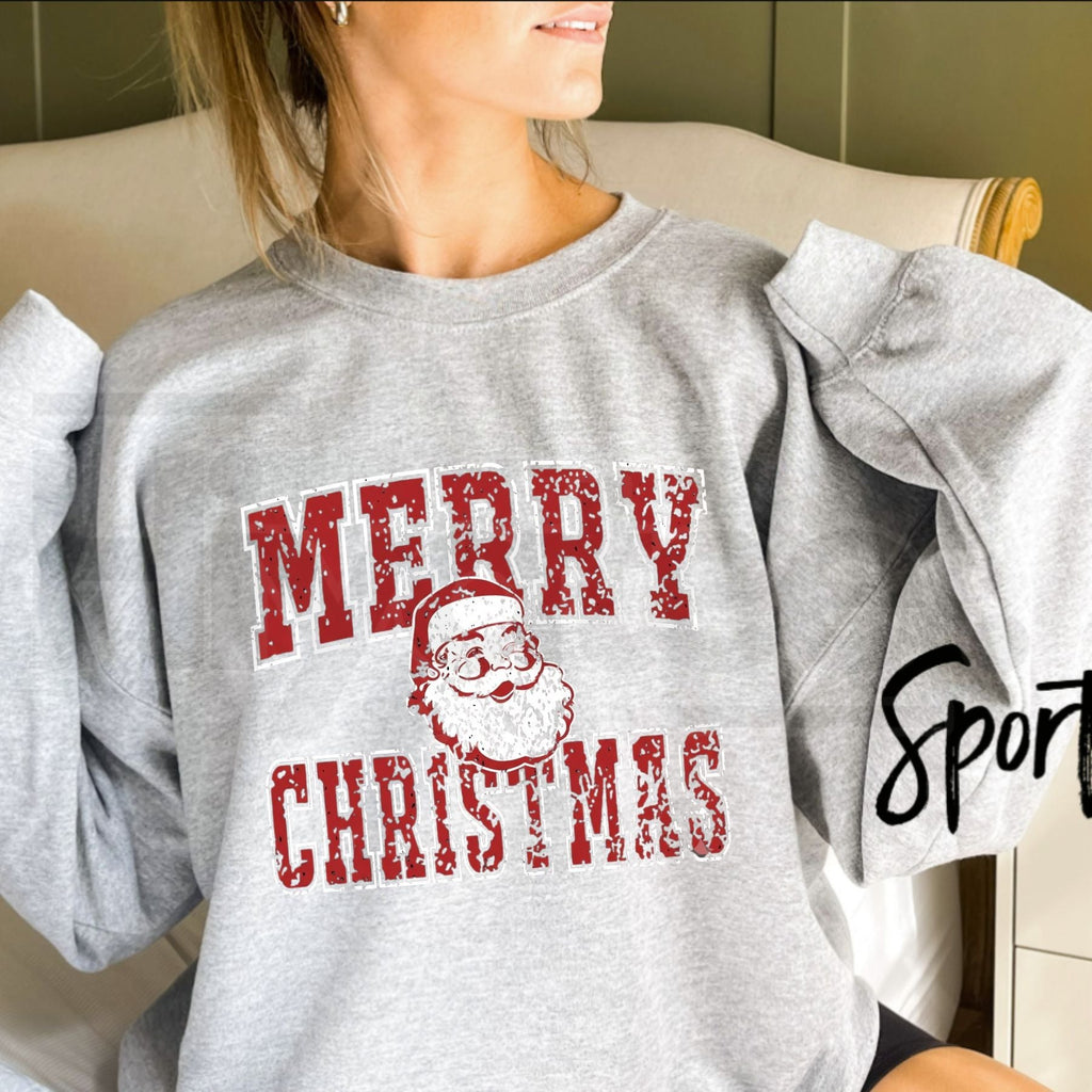 Merry Christmas Santa University Sweatshirt, Retro Santa Claus Collage Graphic Pullover