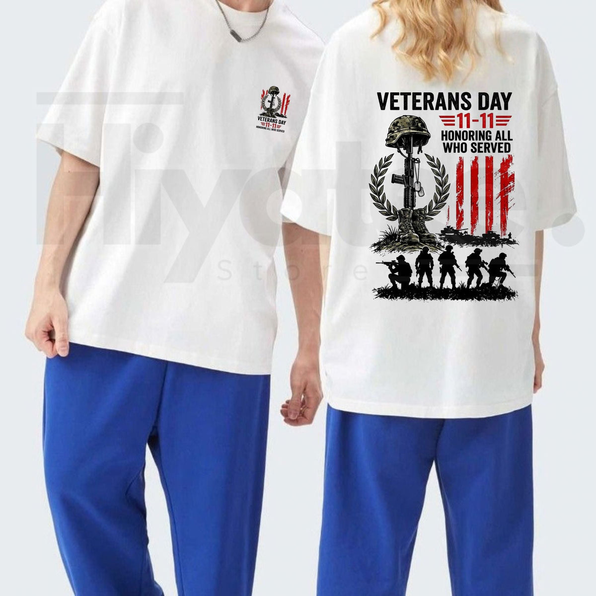 Vintage Veterans Day 11-11 T-Shirt – Honoring All Who Served Patriotic Military Tee