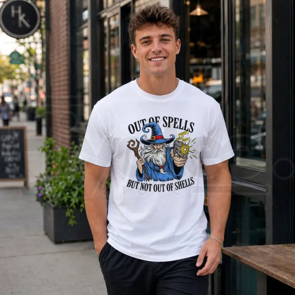 Funny Wizard Magic Parody T-Shirt – Comic Fantasy Streetwear Graphic Tee