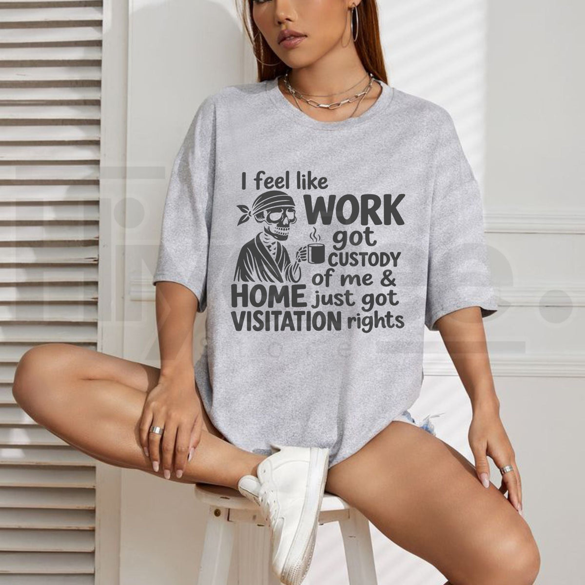 Funny Work Life Skeleton Coffee T-Shirt – Sarcastic Workplace Humor Graphic Tee