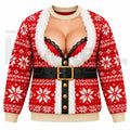Funny 3D Print Fake Chest Ugly Christmas Sweater – Novelty Holiday Pullover