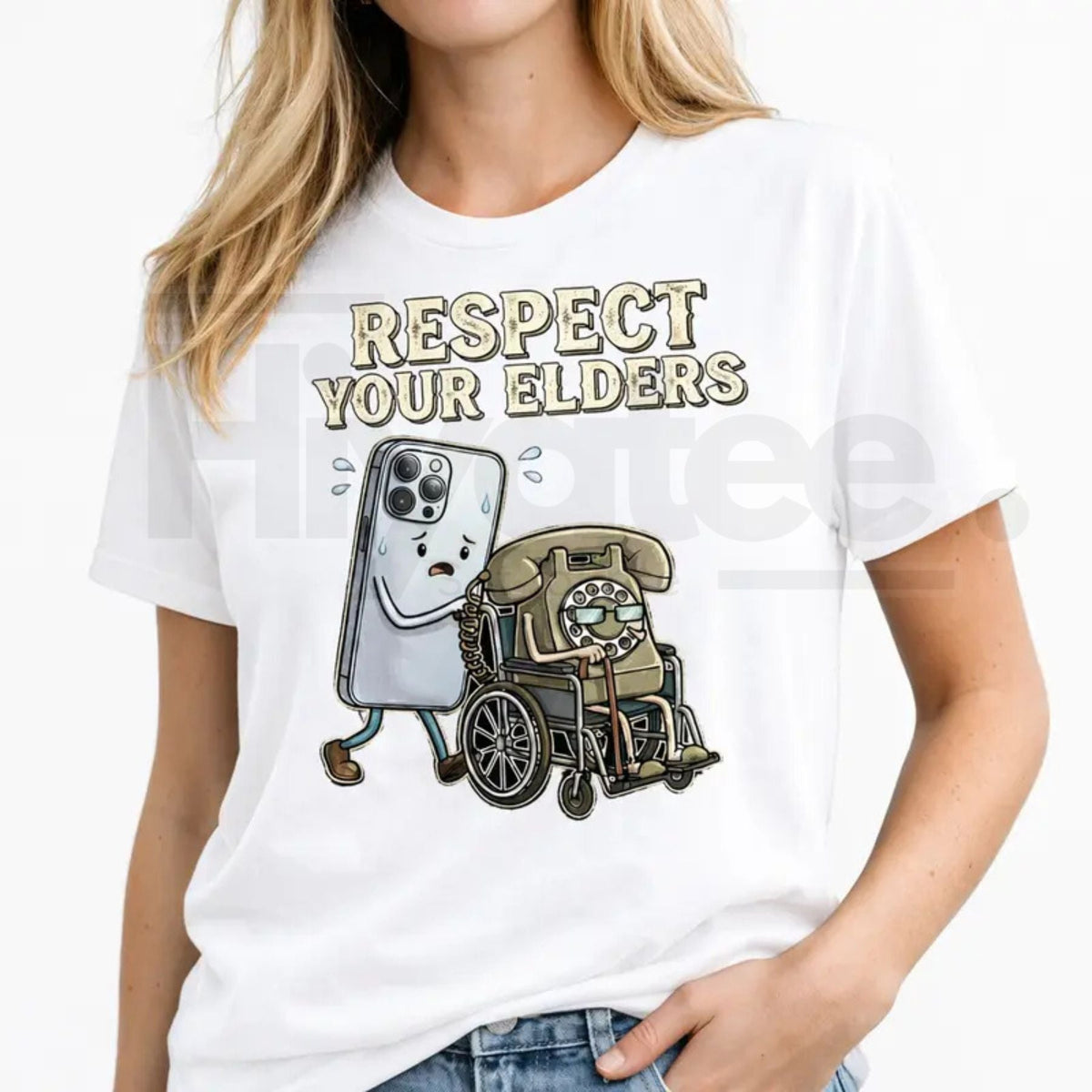 "Respect Your Elders" – Tech Evolution Humor Graphic Top
