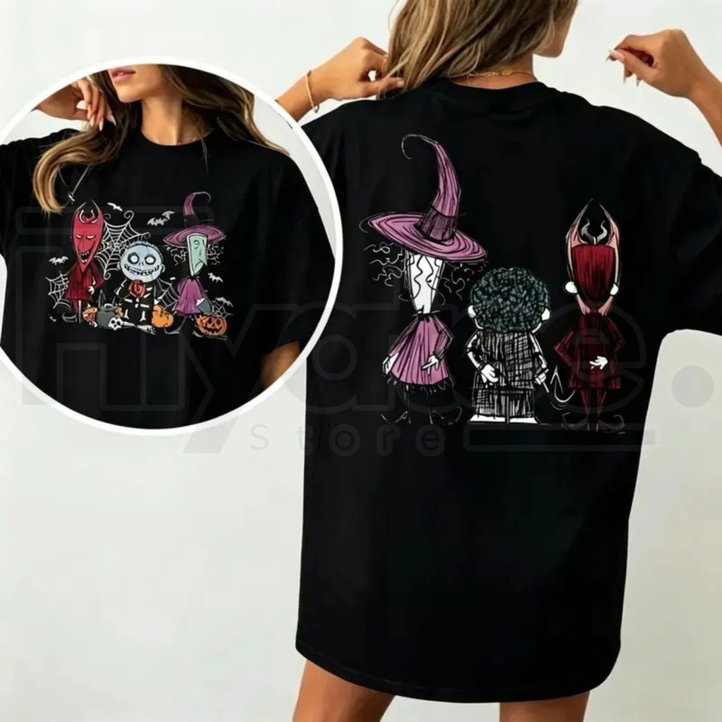 Spooky Trio Halloween Graphic T-Shirt – Soft Cotton Crewneck Shirt
