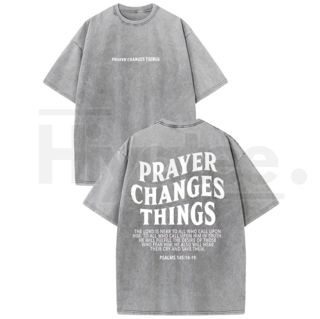 Prayer Changes Everything Vintage Washed T-Shirt – Faith Graphic Cotton Oversized Tee