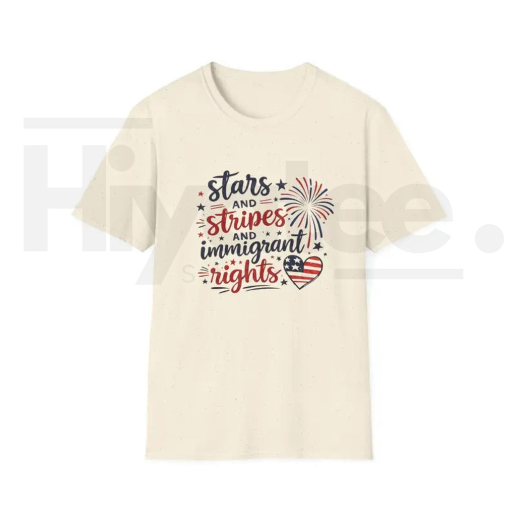 Stars and Stripes Immigrant Rights T-Shirt – Patriotic 4th of July Graphic Tee