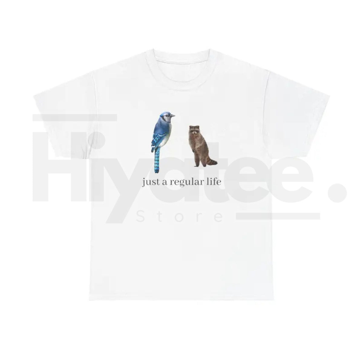 "Just A Regular Life" – Blue Jay and Raccoon Retro Graphic Top