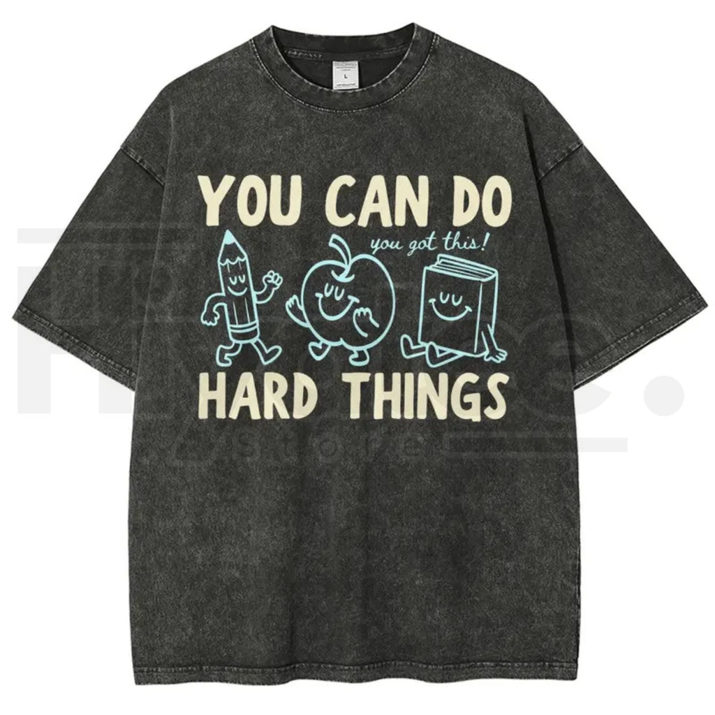 'You Can Do Hard Things' Cute Retro Doodles Motivational Teacher Tee – Uplifting Back To School Cotton Shirt