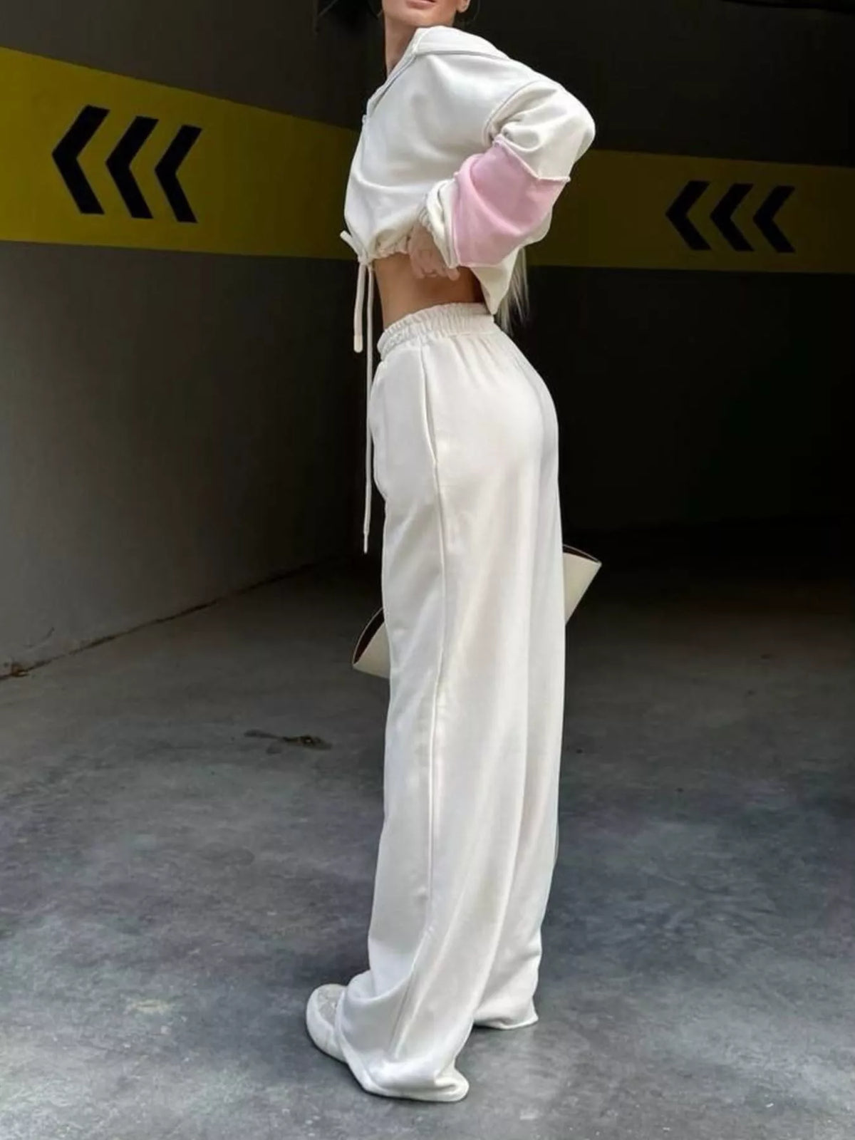 Zip Up Hoodie and Wide-Leg Pants Set