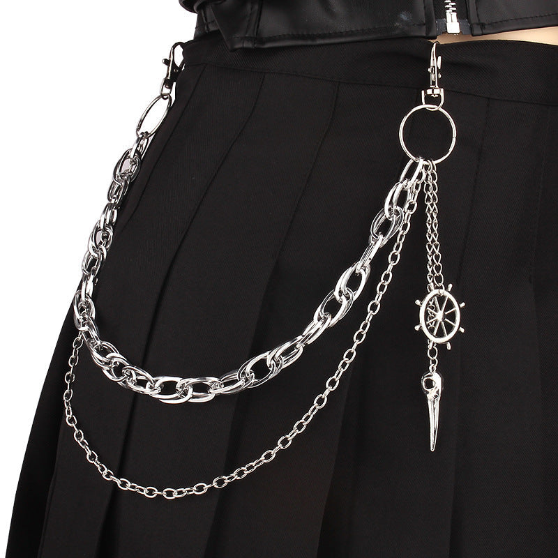 Halloween Gothic Dark Pointed-Toe Pants Chain