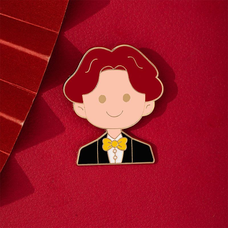 Bride And Groom Festive Wedding Registration Brooch