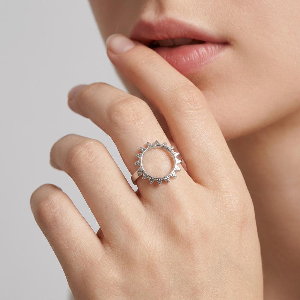 New Unique Minimalist Sun Design Stainless Steel Ring For Women, Plain Band Non Tarnish Ring, Hot Selling In Europe & America, Factory Direct Supply