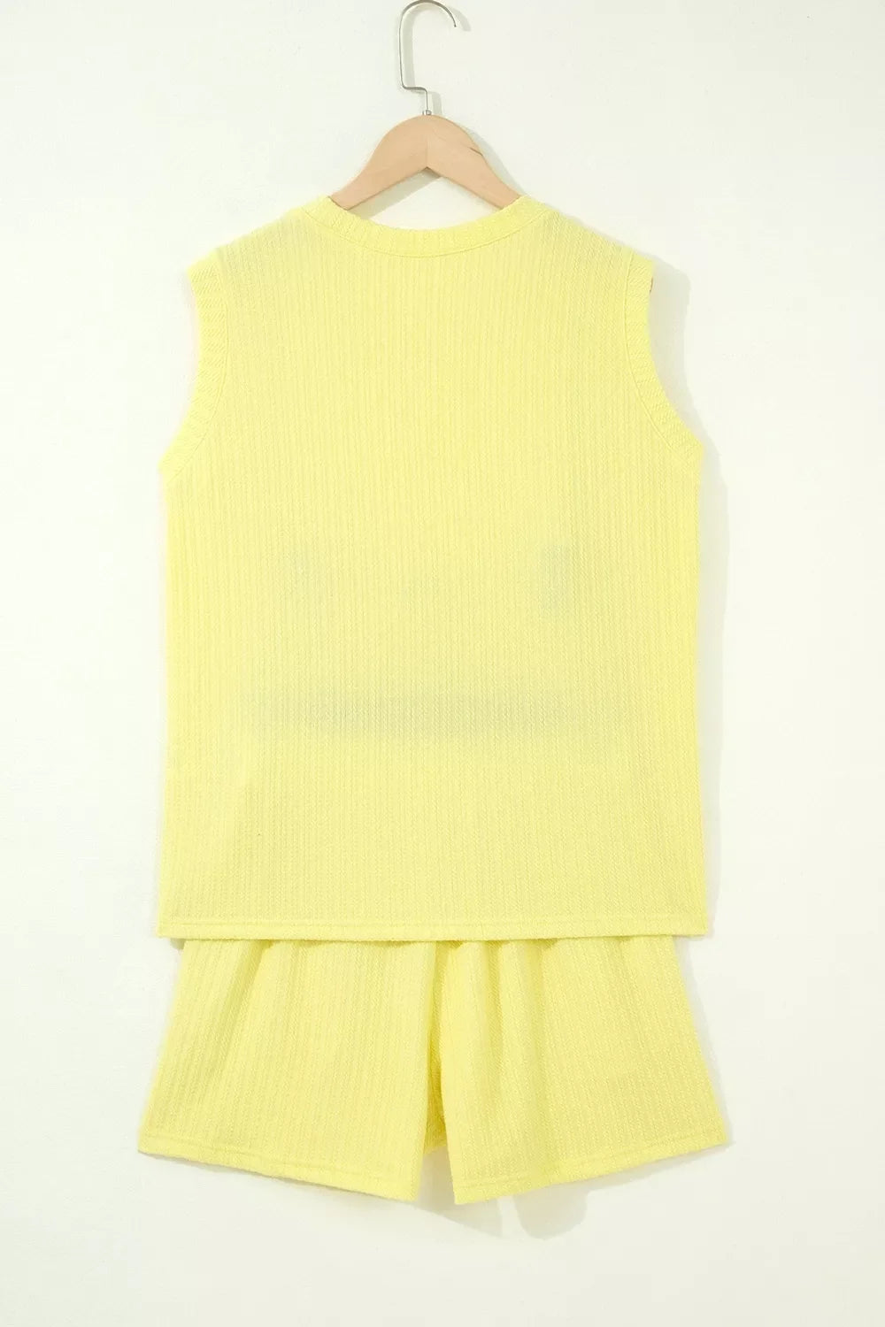 Ribbed Knit Tank and Shorts Set – Pastel Yellow