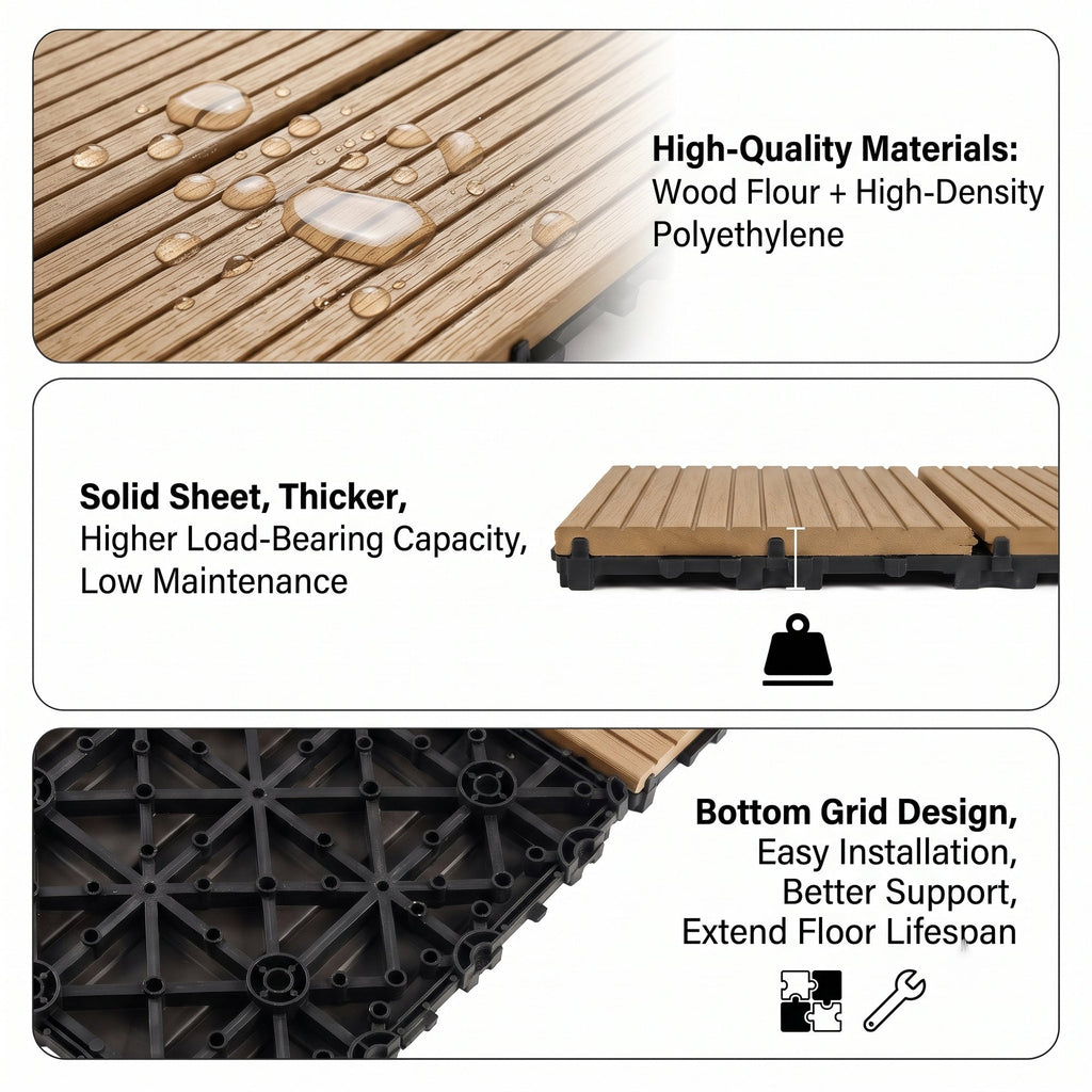 Interlocking WPC Deck Tiles 11.8"x11.8"